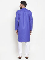 Thumbnail for Jompers Men Royal-Blue Solid Kurta Only - Distacart