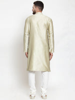Thumbnail for Jompers Men Beige & White Self Design Kurta with Churidar - Distacart