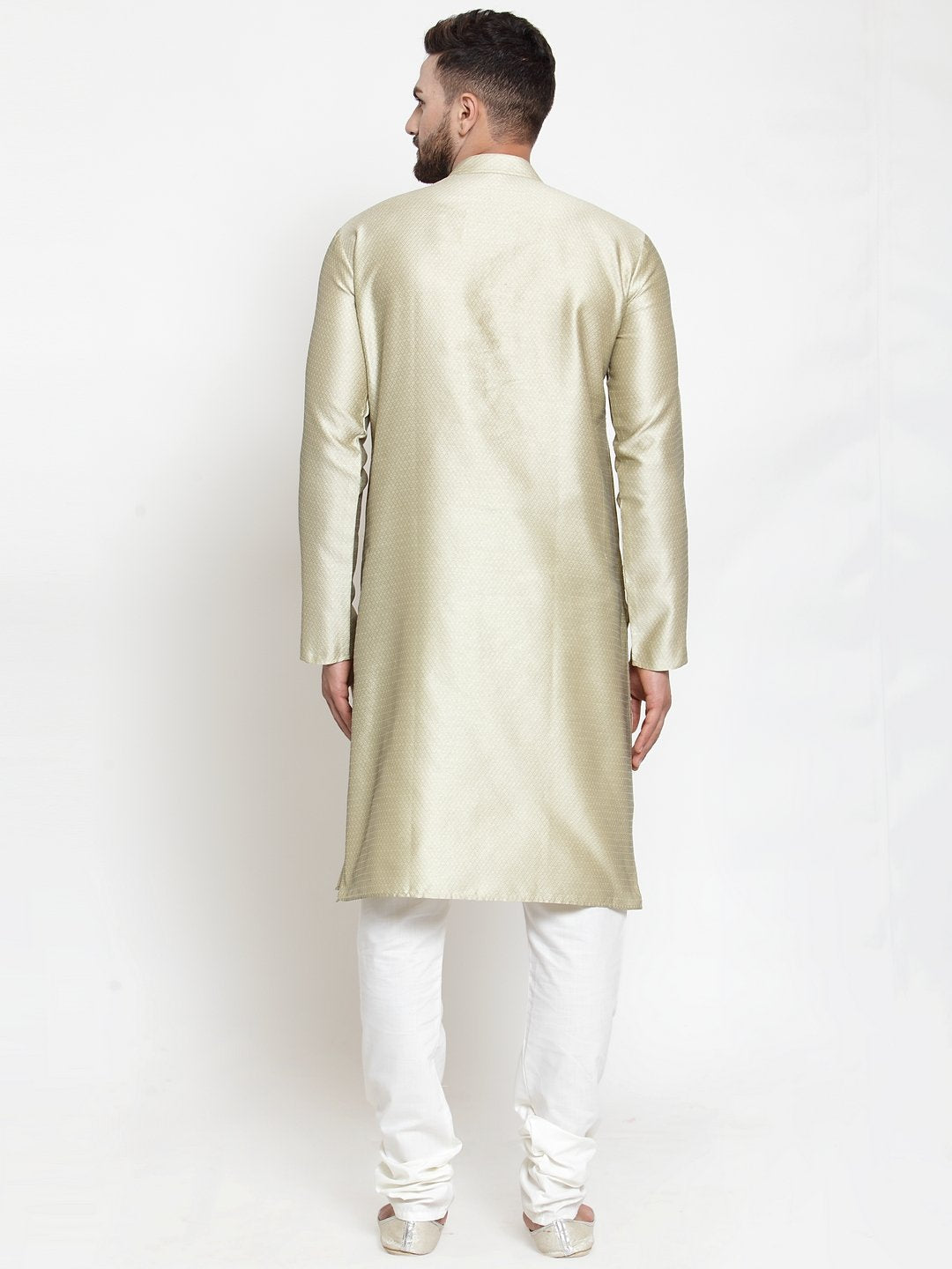 Jompers Men Beige & White Self Design Kurta Only - Distacart