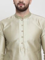 Thumbnail for Jompers Men Beige & White Self Design Kurta with Churidar - Distacart