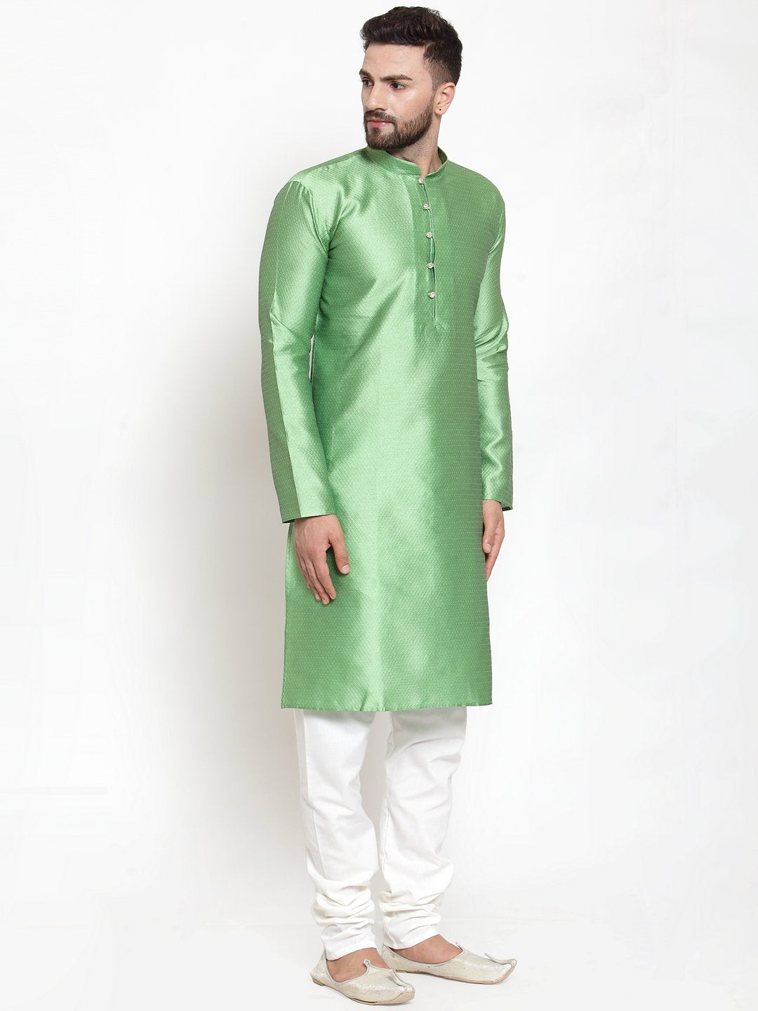 Jompers Men Green & White Self Design Kurta Only - Distacart