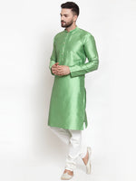 Thumbnail for Jompers Men Green & White Self Design Kurta Only - Distacart