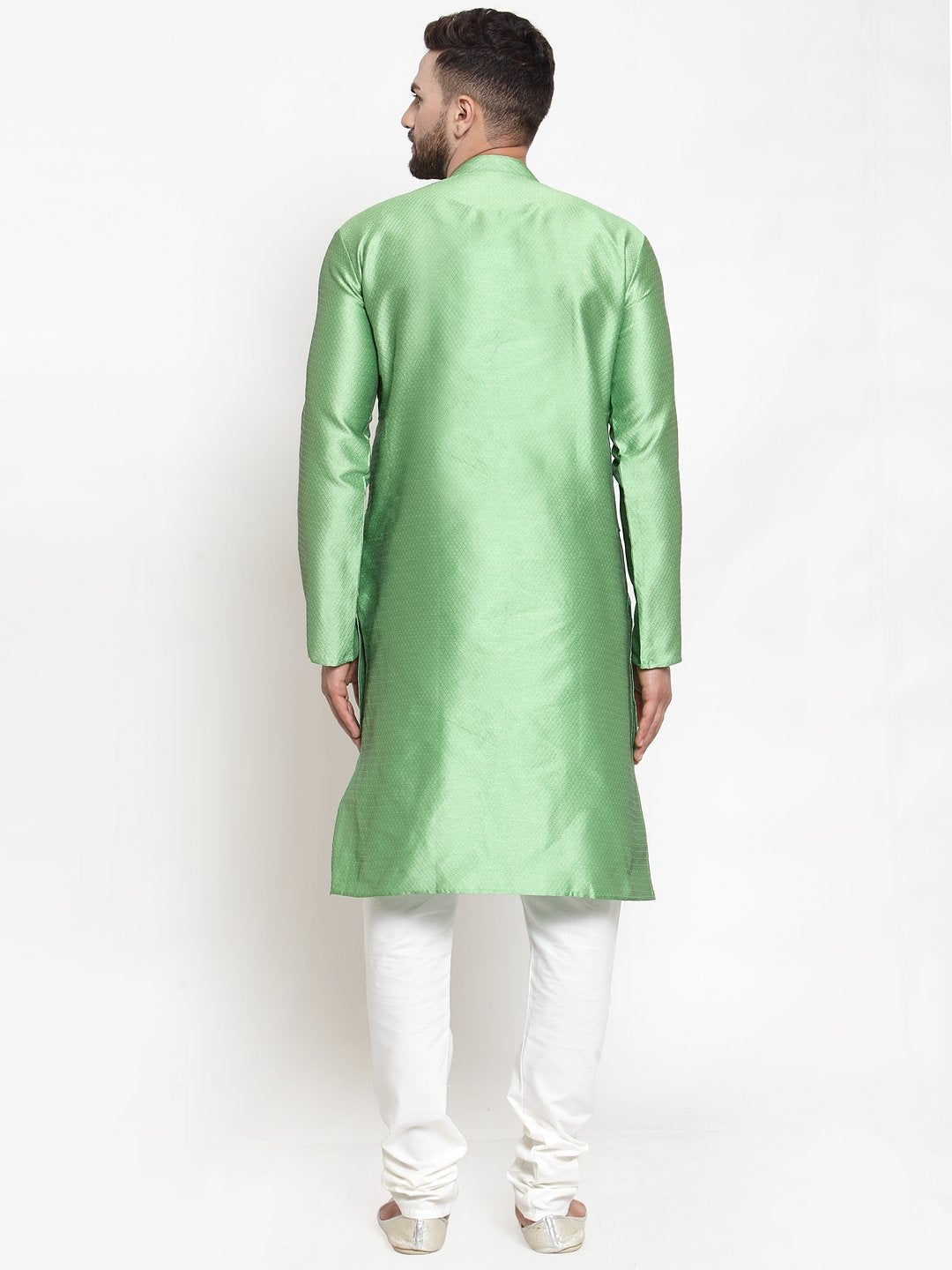 Jompers Men Green & White Self Design Kurta Only - Distacart