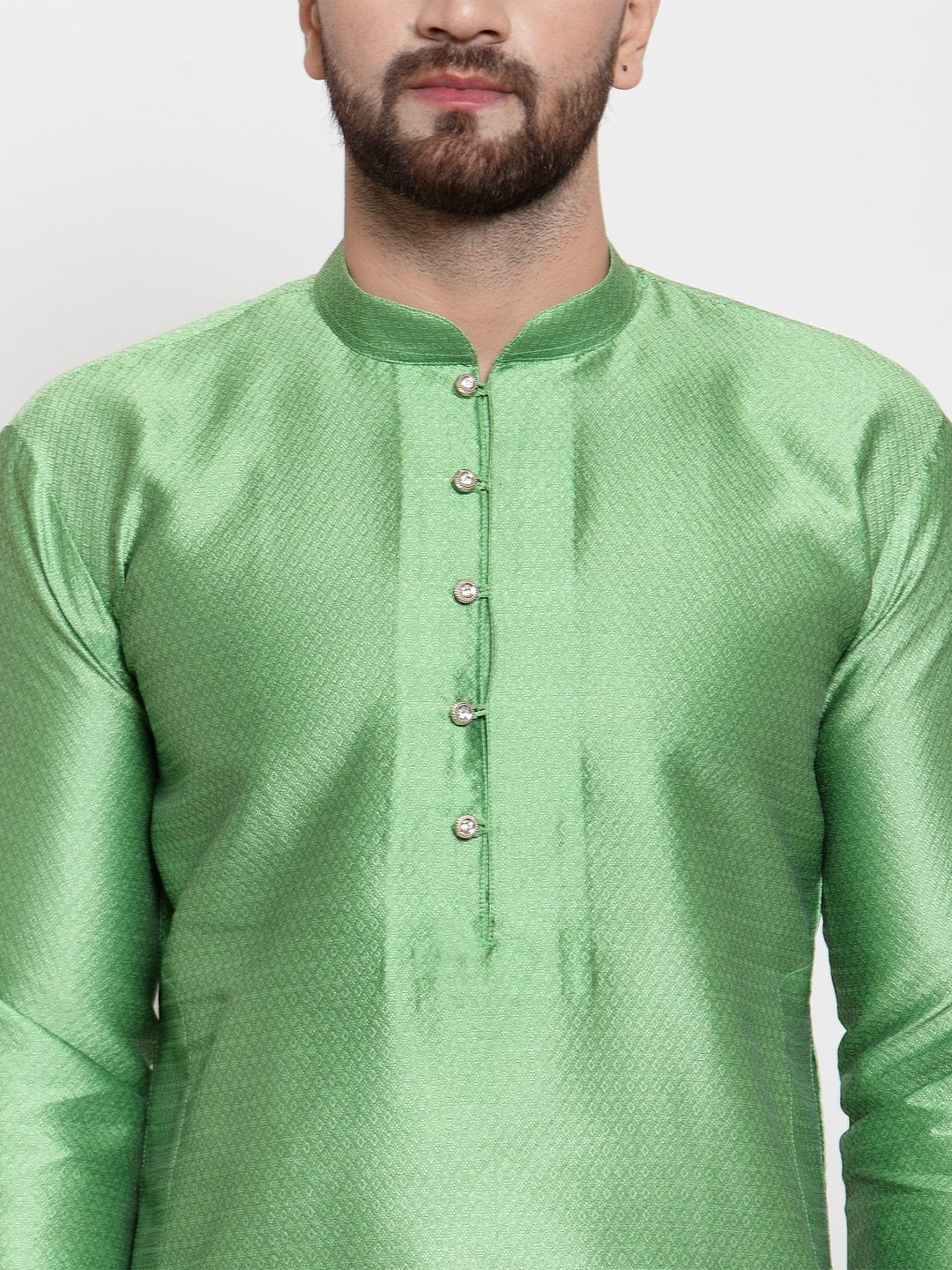 Jompers Men Green & White Self Design Kurta Only - Distacart