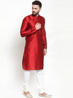 Thumbnail for Jompers Men Maroon & White Self Design Kurta Only - Distacart