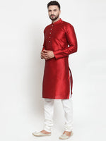 Thumbnail for Jompers Men Maroon & White Self Design Kurta Only - Distacart