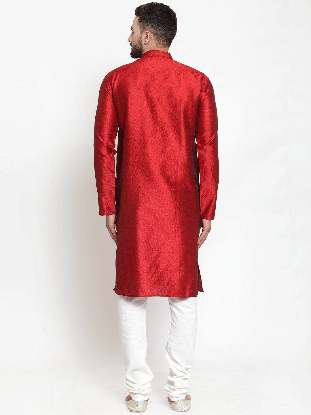 Jompers Men Maroon & White Self Design Kurta Only - Distacart