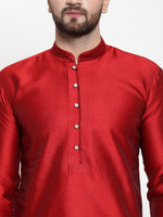 Thumbnail for Jompers Men Maroon & White Self Design Kurta Only - Distacart