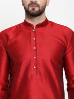 Thumbnail for Jompers Men Maroon & White Self Design Kurta with Churidar - Distacart