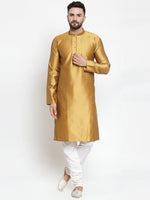 Thumbnail for Jompers Men Mustard & White Self Design Kurta Only - Distacart