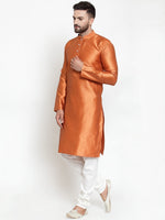 Thumbnail for Jompers Men Orange & White Self Design Kurta Only - Distacart