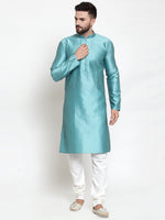 Thumbnail for Jompers Men Light-Blue & White Self Design Kurta Only - Distacart