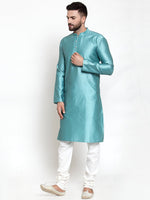 Thumbnail for Jompers Men Light-Blue & White Self Design Kurta Only - Distacart