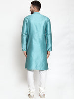 Thumbnail for Jompers Men Light-Blue & White Self Design Kurta with Churidar - Distacart