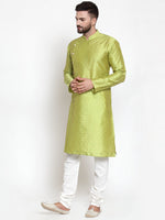 Thumbnail for Jompers Men Light-Green & Golden Self Design Kurta Only - Distacart