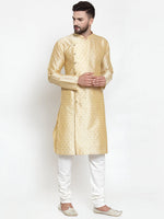 Thumbnail for Jompers Men Mustard & Golden Self Design Kurta Only - Distacart