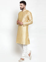 Thumbnail for Jompers Men Mustard & Golden Self Design Kurta Only - Distacart