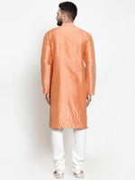 Thumbnail for Jompers Men Peach & Golden Self Design Kurta with Churidar - Distacart
