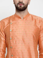Thumbnail for Jompers Men Peach & Golden Self Design Kurta Only - Distacart