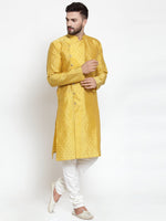 Thumbnail for Jompers Men Yellow & Golden Self Design Kurta Only - Distacart