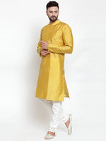 Thumbnail for Jompers Men Yellow & Golden Self Design Kurta Only - Distacart