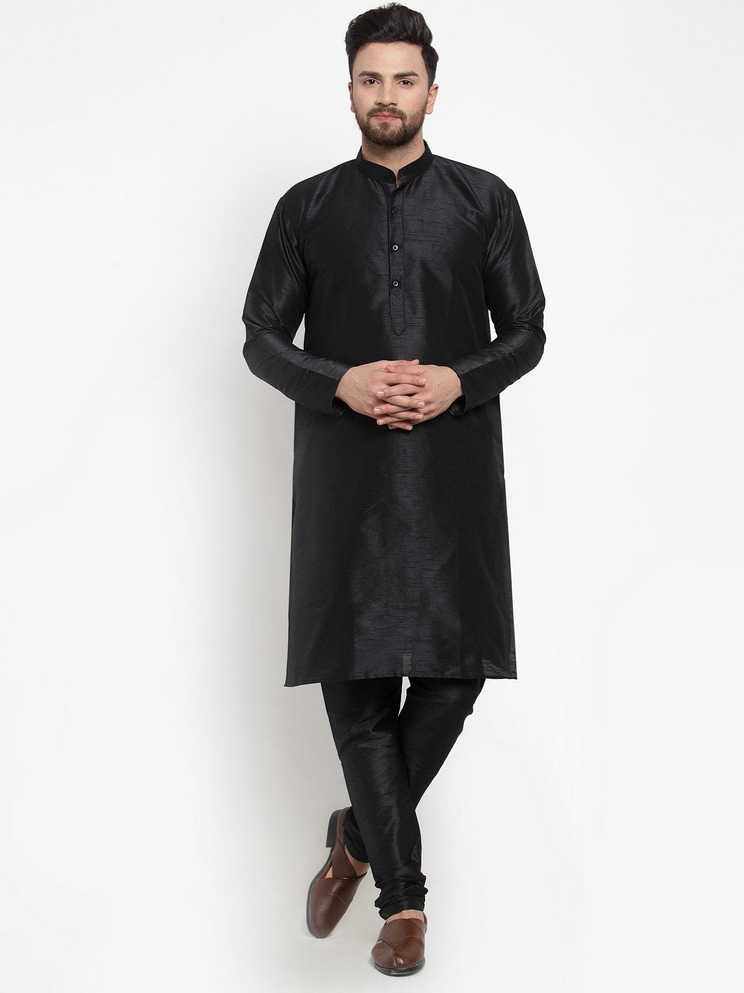 Jompers Men Black Solid Kurta with Churidar - Distacart