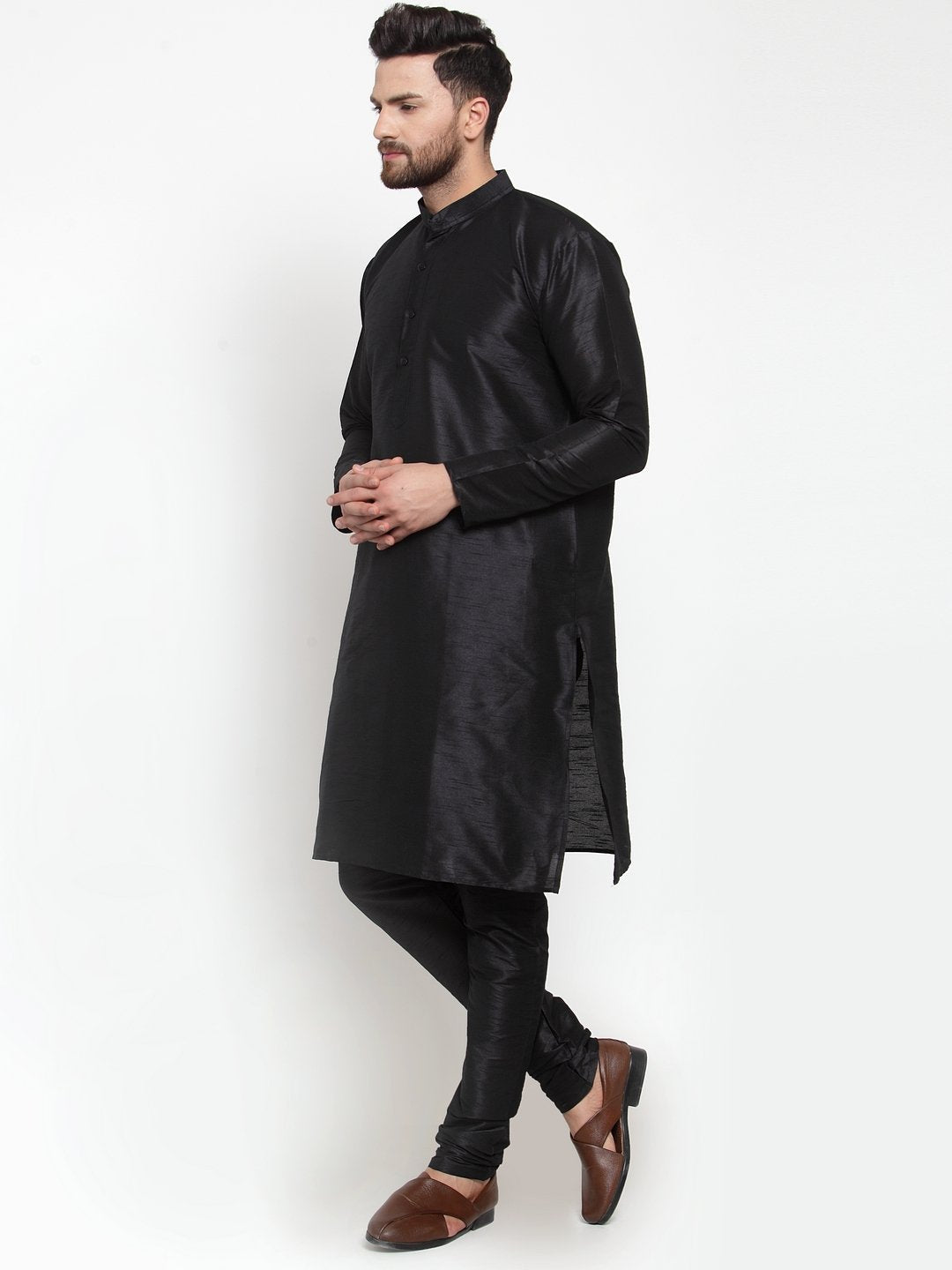 Jompers Men Black Solid Kurta with Churidar - Distacart