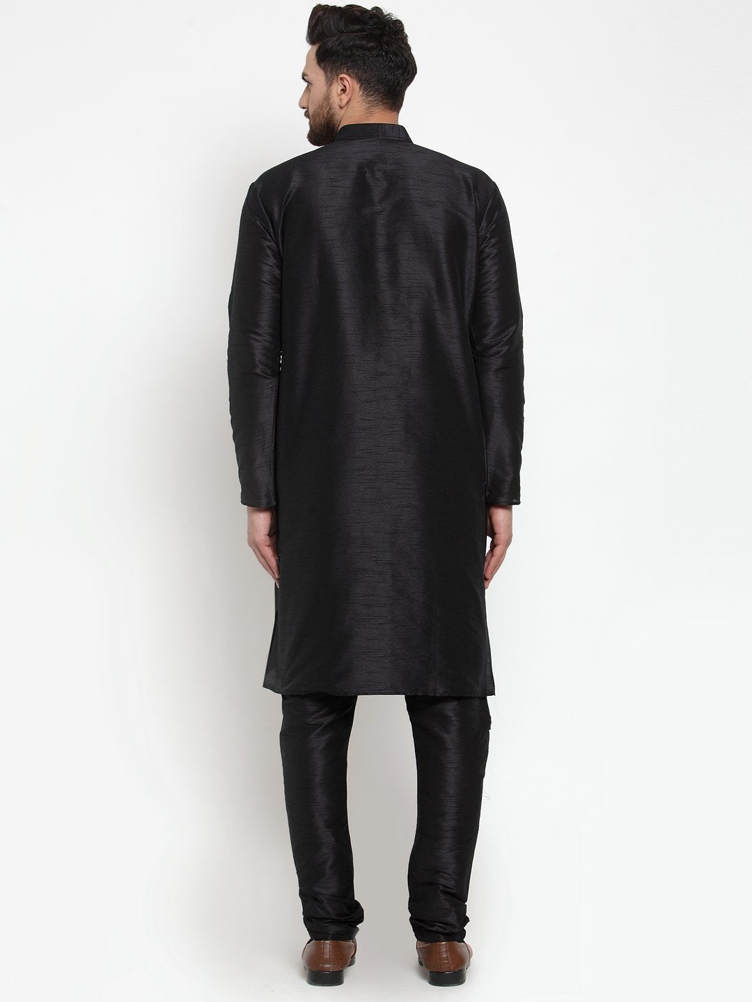 Jompers Men Black Solid Kurta with Churidar - Distacart