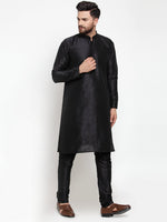 Thumbnail for Jompers Men Black Solid Kurta with Churidar - Distacart