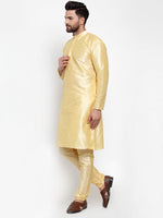 Thumbnail for Jompers Men Golden Solid Kurta with Churidar - Distacart