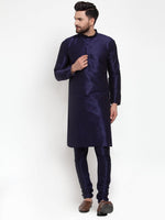 Thumbnail for Jompers Men Navy-Blue Solid Kurta with Churidar - Distacart