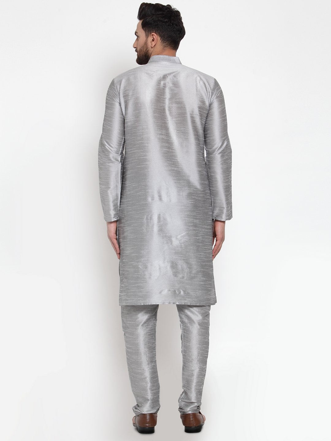 Jompers Men Silver Solid Kurta with Churidar - Distacart