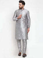 Thumbnail for Jompers Men Silver Solid Kurta with Churidar - Distacart