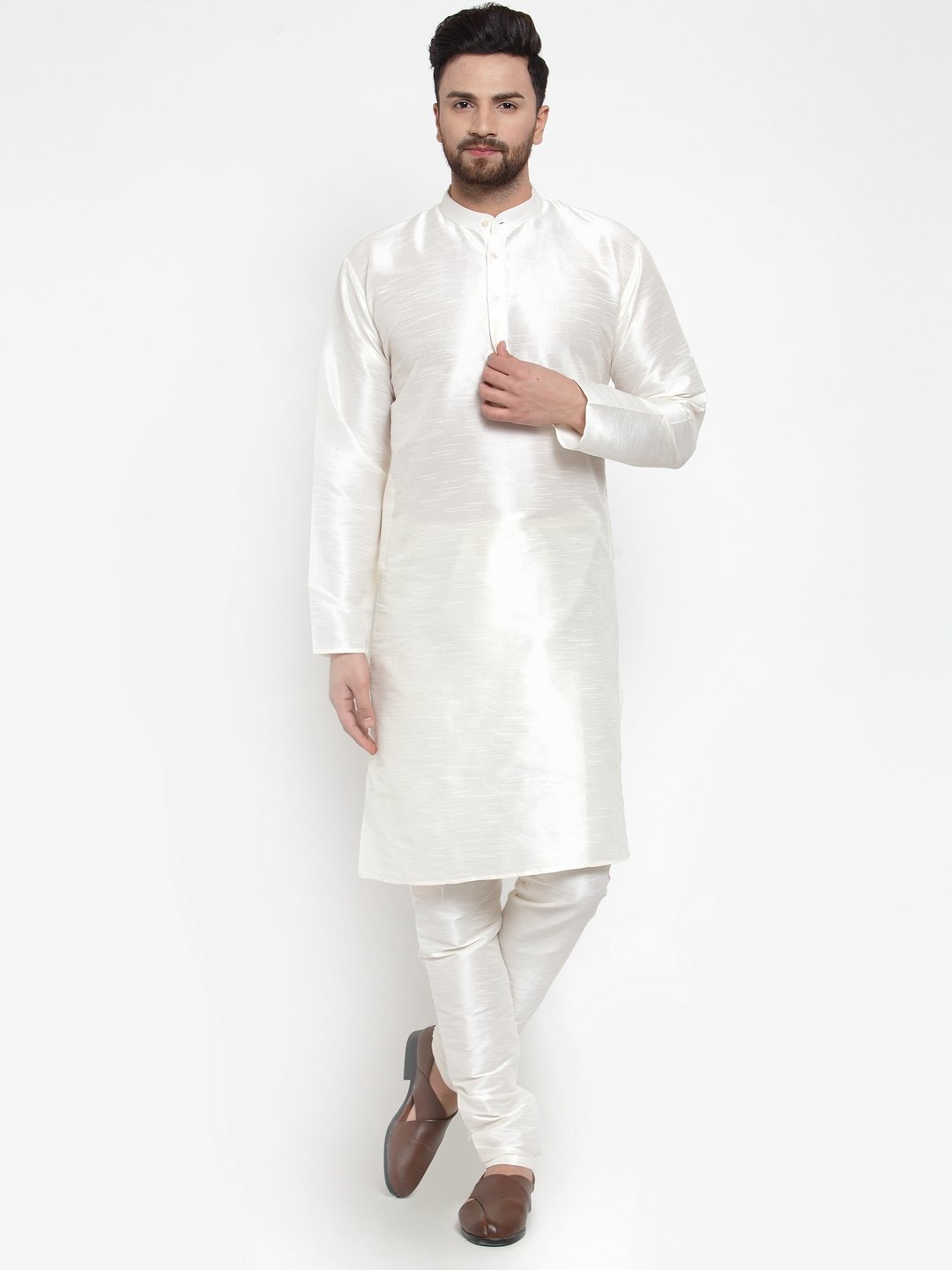 Jompers Men White Solid Kurta with Churidar - Distacart