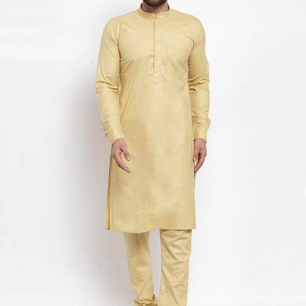 Jompers Men Beige Solid Kurta with Churidar - Distacart
