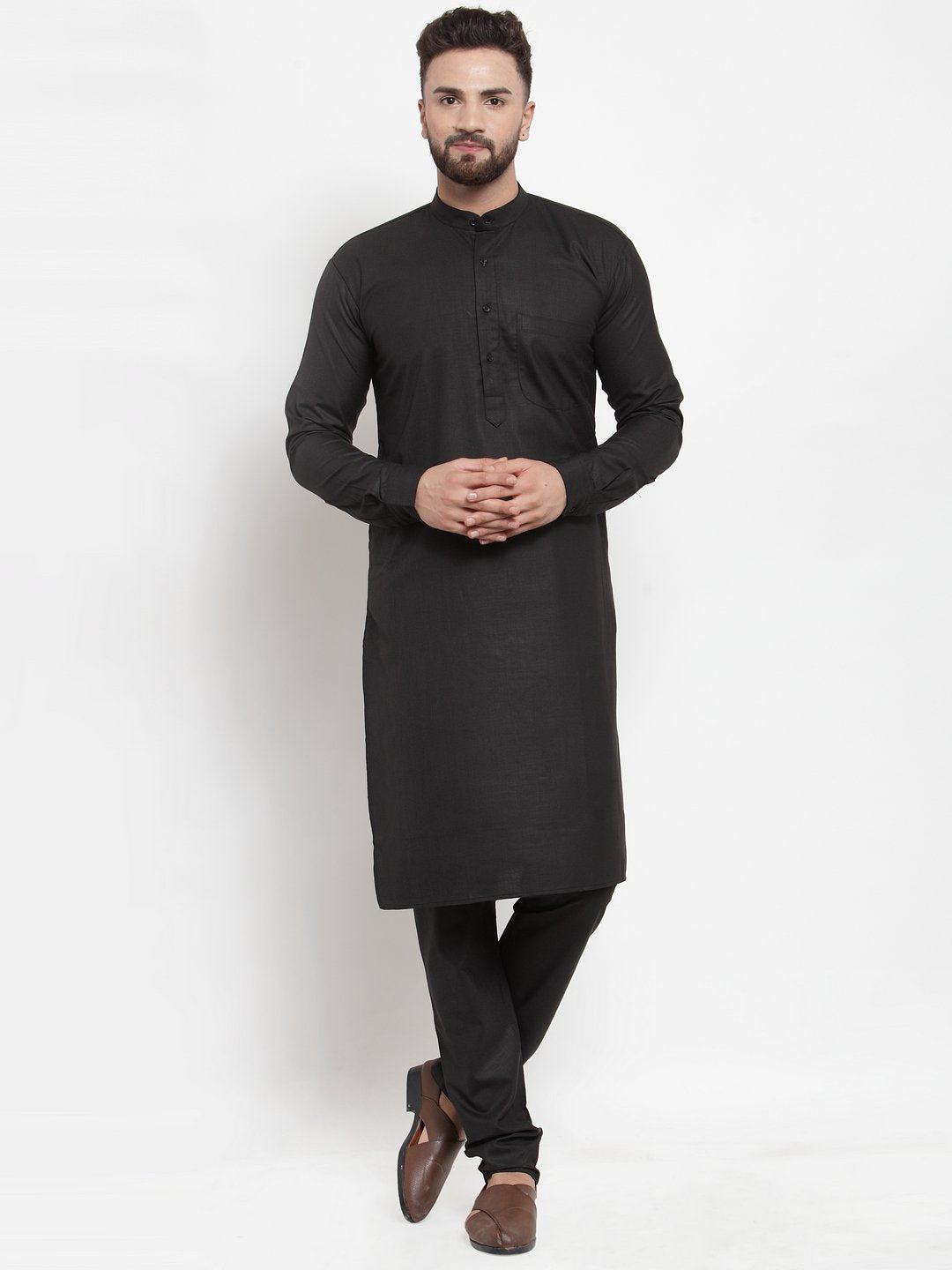 Jompers Men Black Solid Kurta with Churidar - Distacart