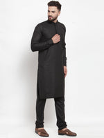 Thumbnail for Jompers Men Black Solid Kurta with Churidar - Distacart