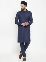 Thumbnail for Jompers Men Navy-Blue Solid Kurta with Churidar - Distacart