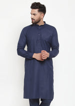 Thumbnail for Jompers Men Navy-Blue Solid Kurta Only - Distacart