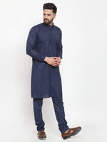 Thumbnail for Jompers Men Navy-Blue Solid Kurta with Churidar - Distacart