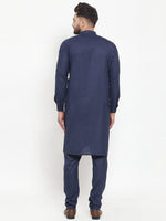 Thumbnail for Jompers Men Navy-Blue Solid Kurta Only - Distacart