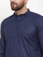 Thumbnail for Jompers Men Navy-Blue Solid Kurta with Churidar - Distacart
