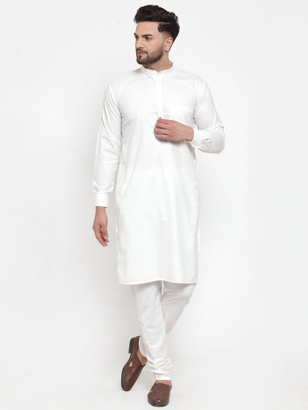 Jompers Men White Solid Kurta with Churidar - Distacart