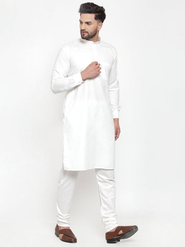 Jompers Men White Solid Kurta with Churidar - Distacart