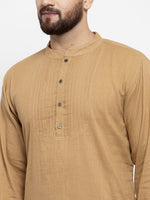 Thumbnail for Jompers Men Beige & White Solid Pin-tucks Kurta Only - Distacart