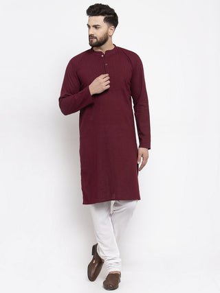 Jompers Men Purple & White Solid Pin-tucks Kurta Only - Distacart
