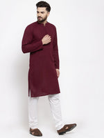 Thumbnail for Jompers Men Purple & White Solid Pin-tucks Kurta Only - Distacart