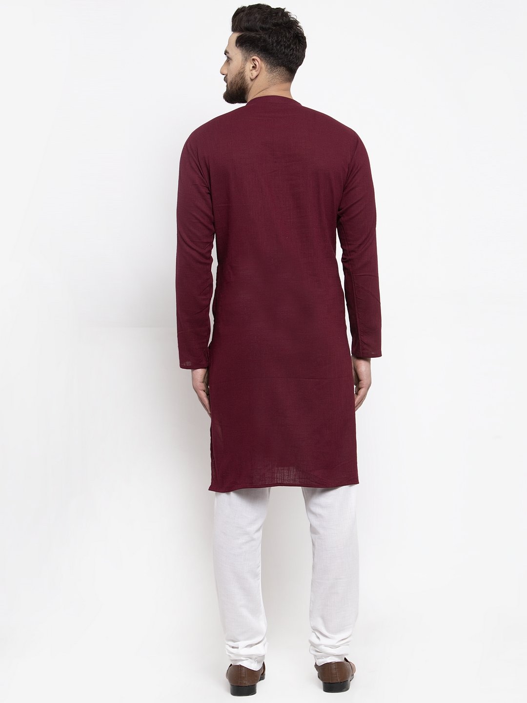 Jompers Men Purple & White Solid Pin-tucks Kurta Only - Distacart