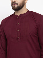Thumbnail for Jompers Men Purple & White Solid Pin-tucks Kurta Only - Distacart