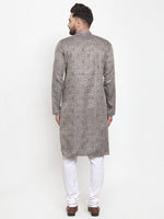 Thumbnail for Jompers Men Grey & White Woven Design Kurta with Churidar - Distacart